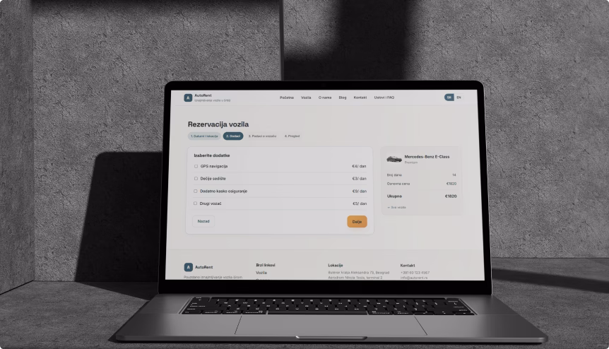 Ključne funkcionalnosti pri izradi Rent a Car sajtova 3 Dinamički obračun cena, rent a car web sajt Ginger IT Solutions